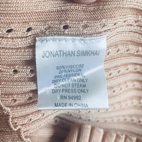Jonathan Simkhai Perforated Knit Sweater Blush Pink Women Sz Medium Bell Sleeve - Picture 6 of 9